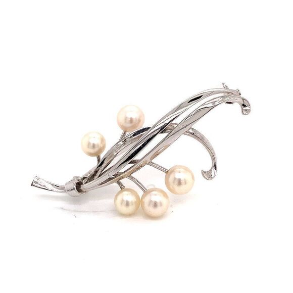 Mikimoto Estate Akoya Pearl Brooch Pin Sterling Silver 6.6mm 5.43 gr M185 - Picture 1 of 12
